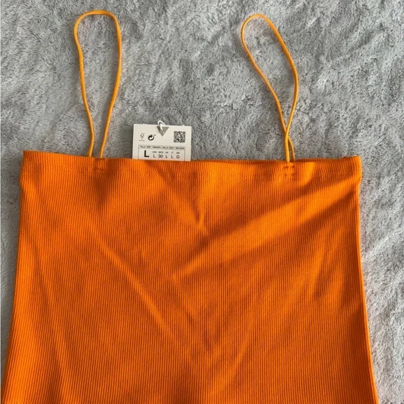 Zara Bright Orange Camisole Crop Top - Picture 2 of 2